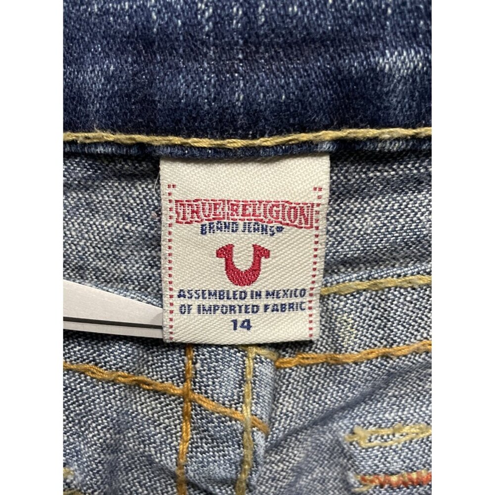 True Religion Jeans JOEY Flare Girls Size 14 Youth Kids Blue Twisted Leg Y2K 90s - Picture 9 of 12